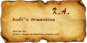 Koós Armandina névjegykártya